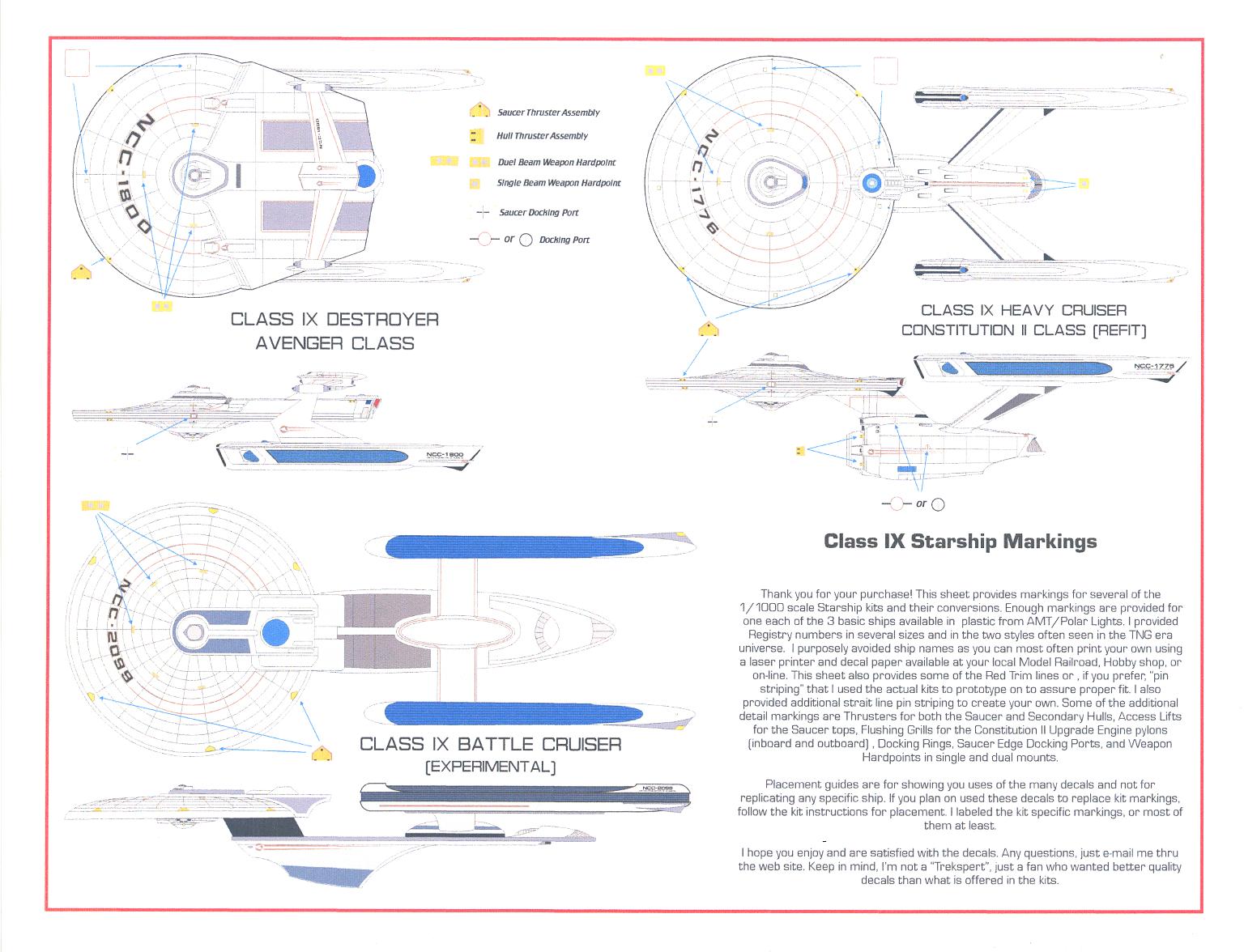 Starfighter Decals 1/1000 STAR TREK CLASS IX STARSHIP MARKINGS | eBay