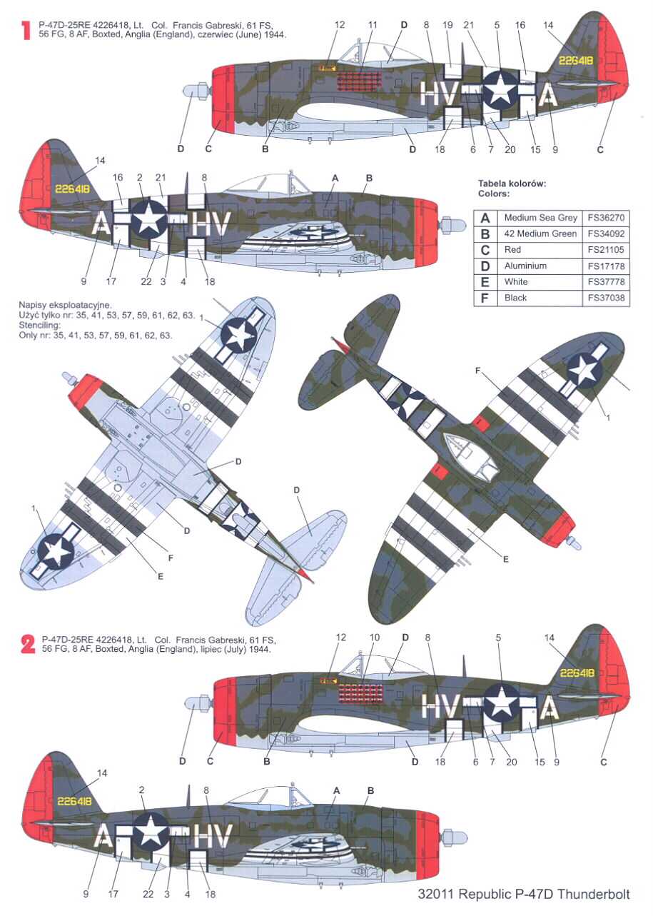 Techmod Decals 1/32 GABRESKI REPUBLIC P-47D THUNDERBOLT | eBay