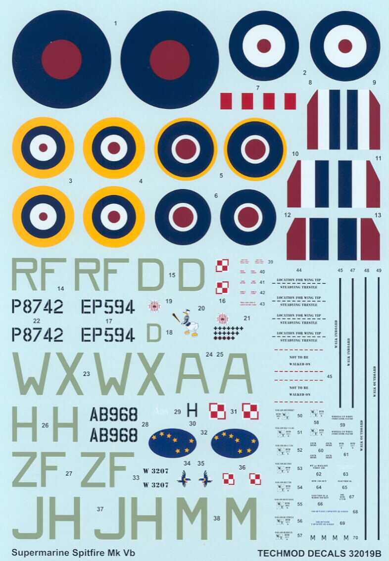 Techmod Decals 1/32 SUPERMARINE SPITFIRE Mk-Vb Fighter | eBay