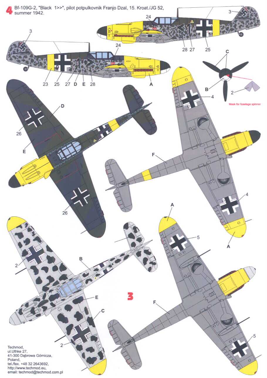 Techmod Decals 1/32 MESSERSCHMITT Bf 109G w/Mask  