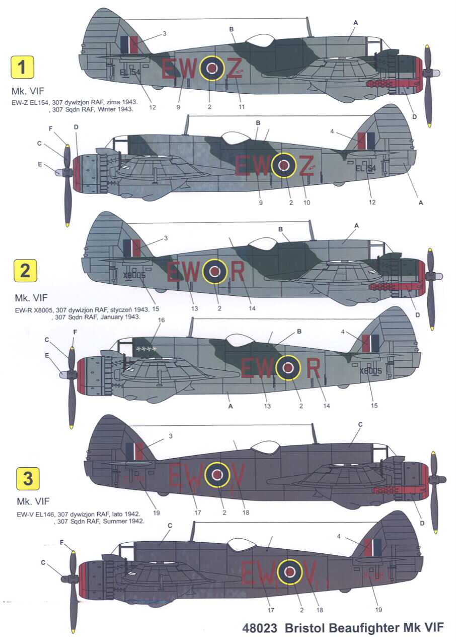 Techmod Decals 1/48 BRISTOL BEAUFIGHTER Mk VIF  