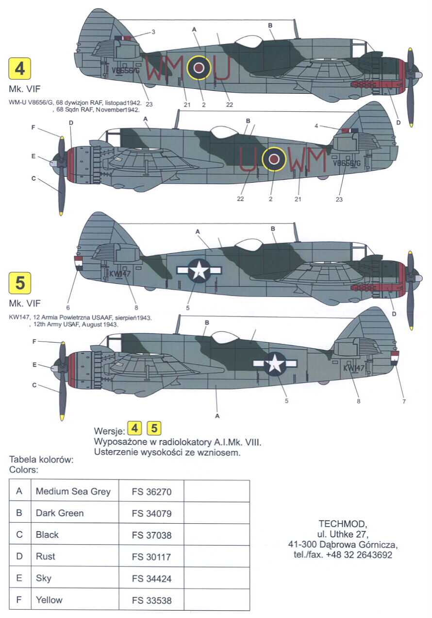 Techmod Decals 1/48 BRISTOL BEAUFIGHTER Mk VIF  