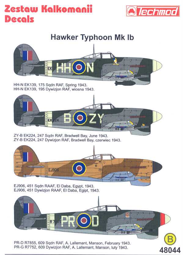 Techmod Decals 1/48 HAWKER TYPHOON Mk Ib  