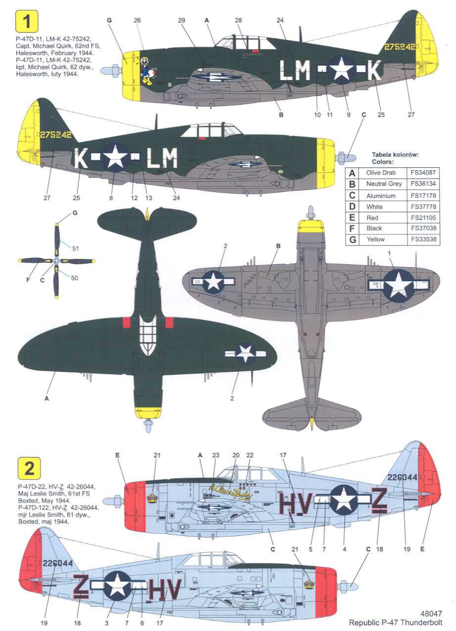 Techmod Decals 1/48 REPUBLIC P 47D THUNDERBOLT Fighter  