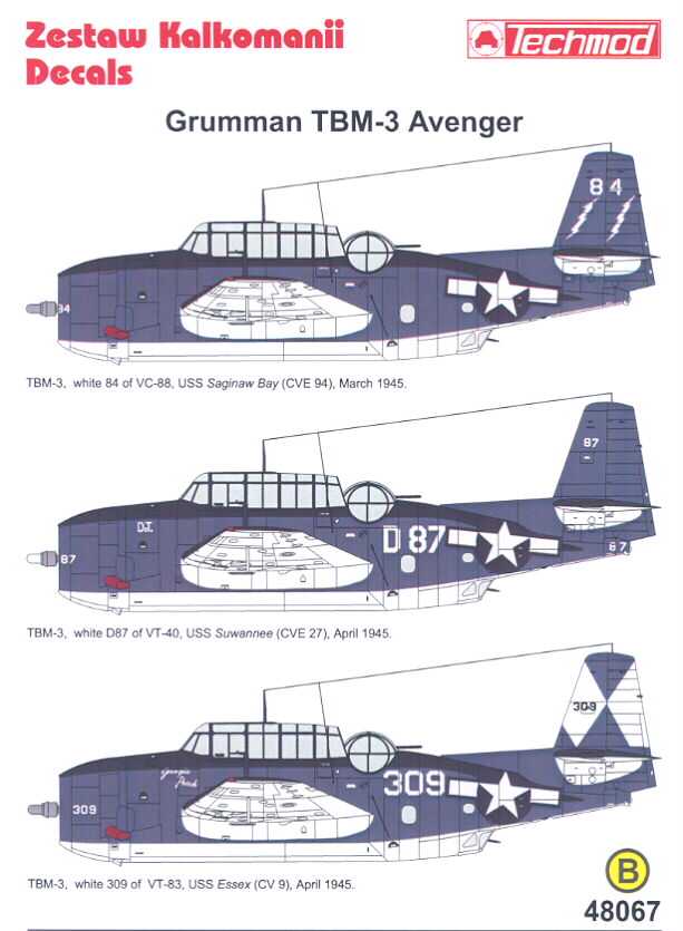 Techmod Decals 1/48 GRUMMAN TBM 3 AVENGER  