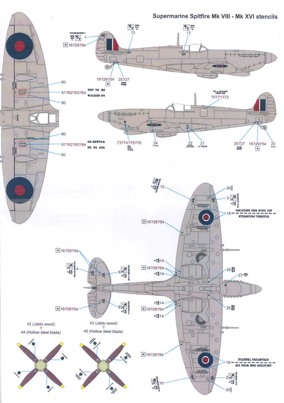 Techmod Decals 1/48 SUPERMARINE SPITFIRE STENCILS  