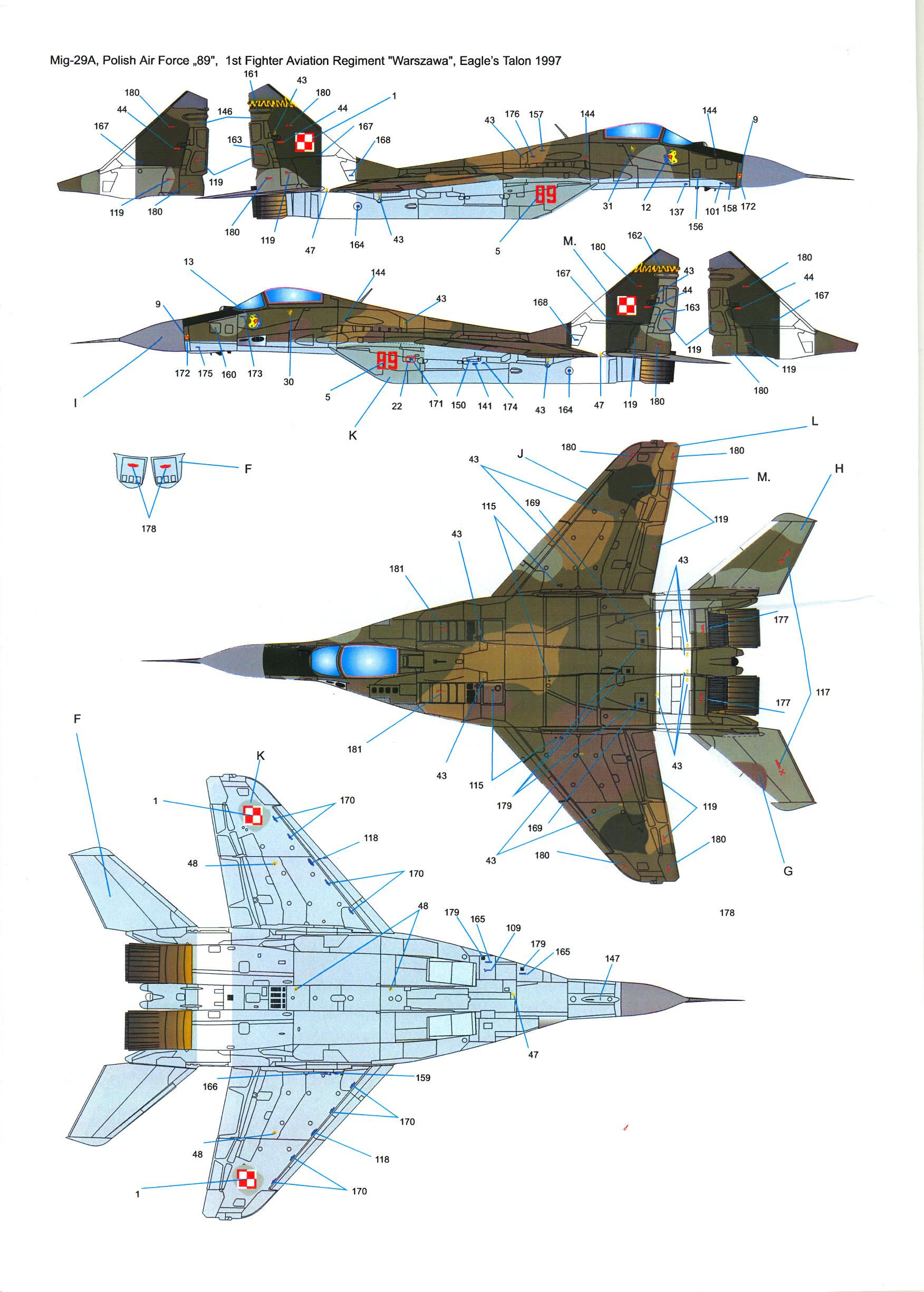 Techmod Decals 1/32 MIKOYAN MiG-29A MiG-29G & MiG-29UB FULCRUM Polish ...