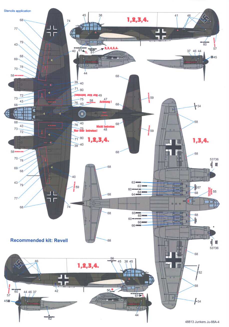   decal set junkers ju 88a 4 company techmod stock number 48813 scale 1