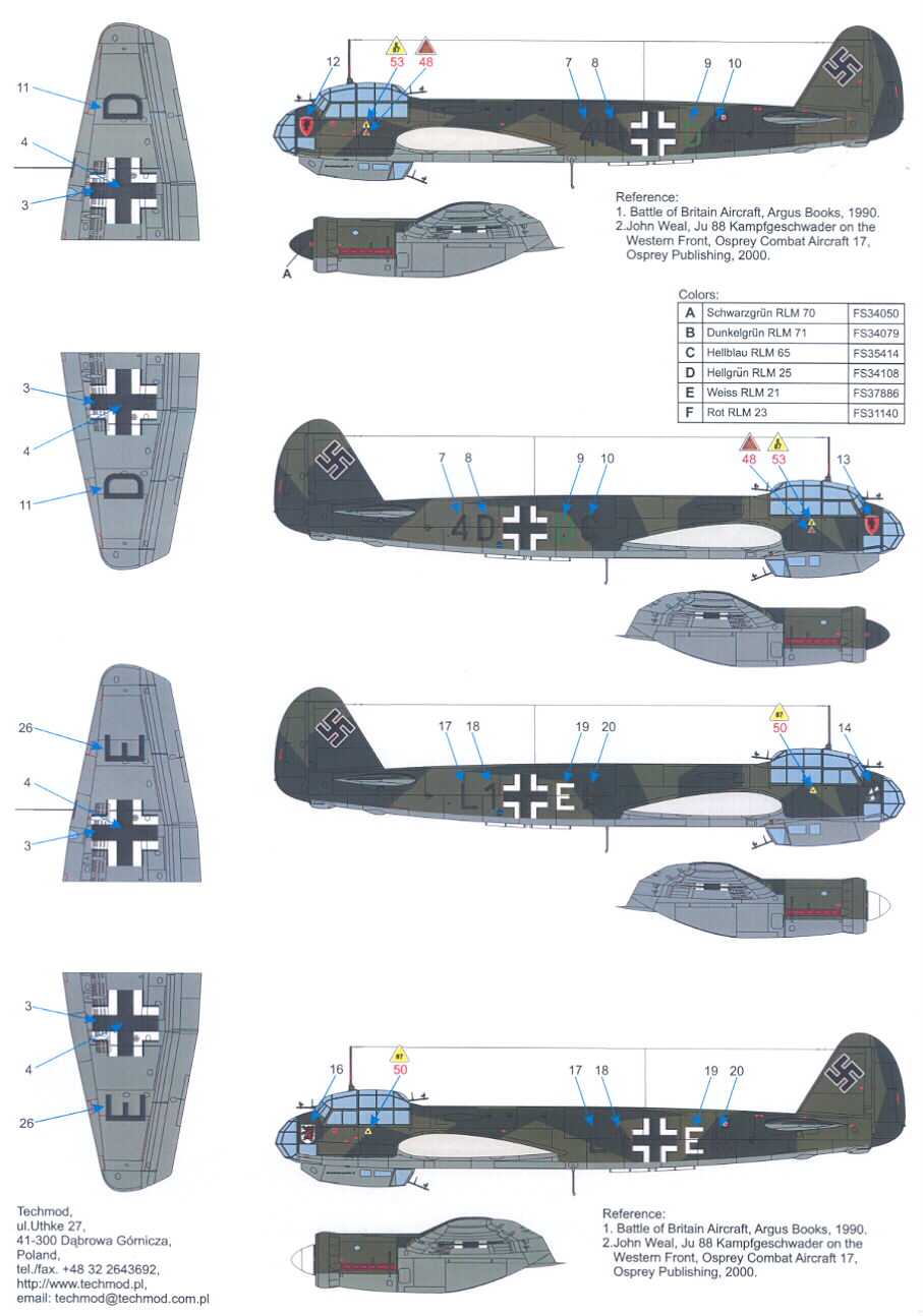 Techmod Decals 1/48 JUNKERS Ju 88A 1 Bomber  