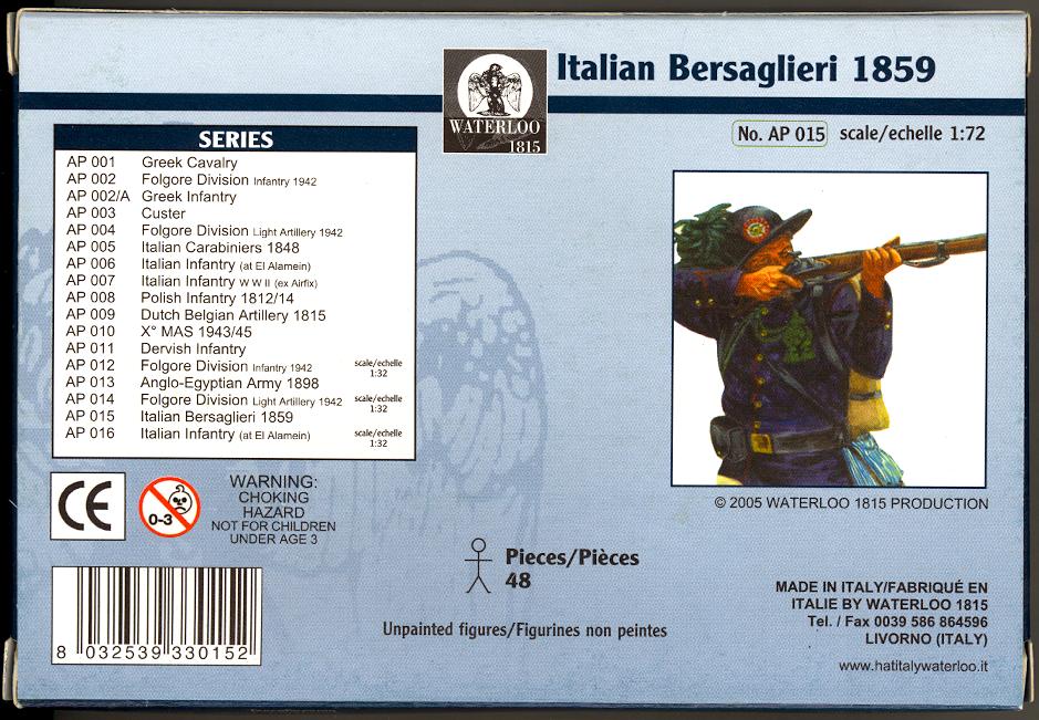 Waterloo 1815 Italian Bersaglieri 1859-1:72