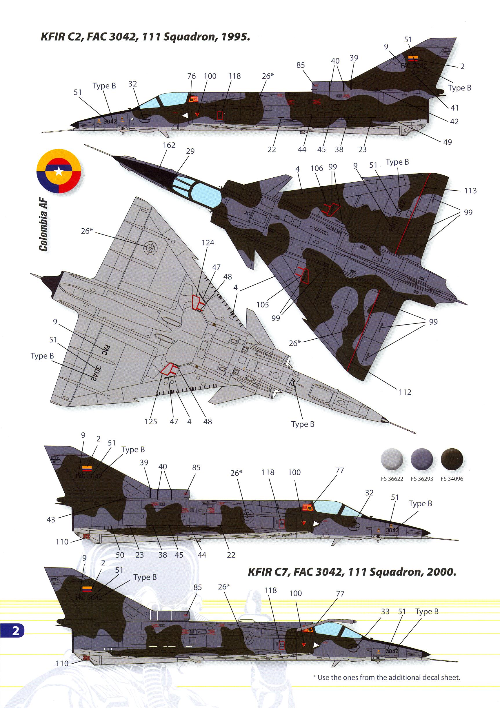 Wingman Models Decals 1/48 LATIN AMERICAN KFIR C2/C7/C10/C12 Jet ...