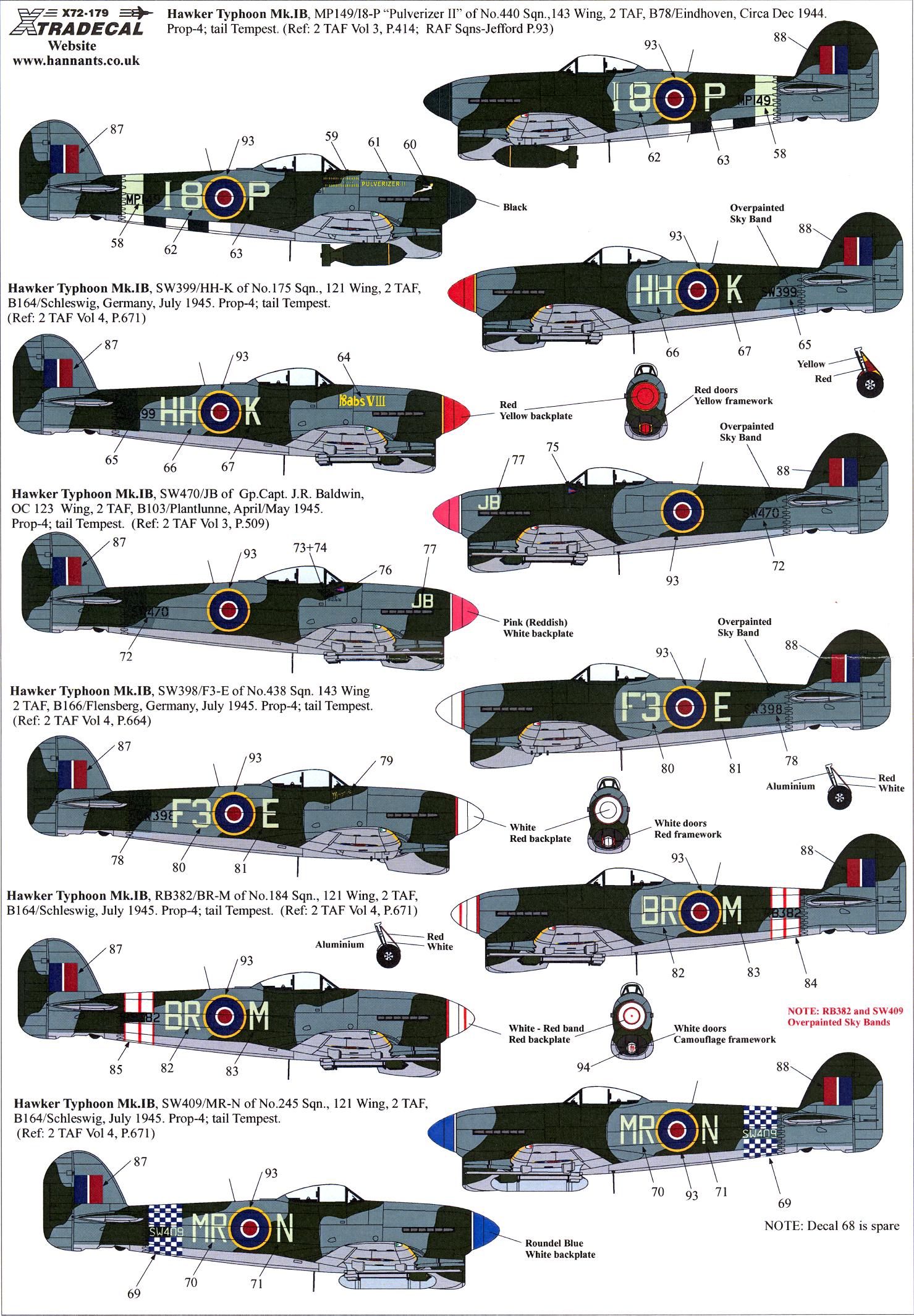 Xtra Decals 1/72 HAWKER TYPHOON Mk.IB British WWII Fighter-Bomber | eBay