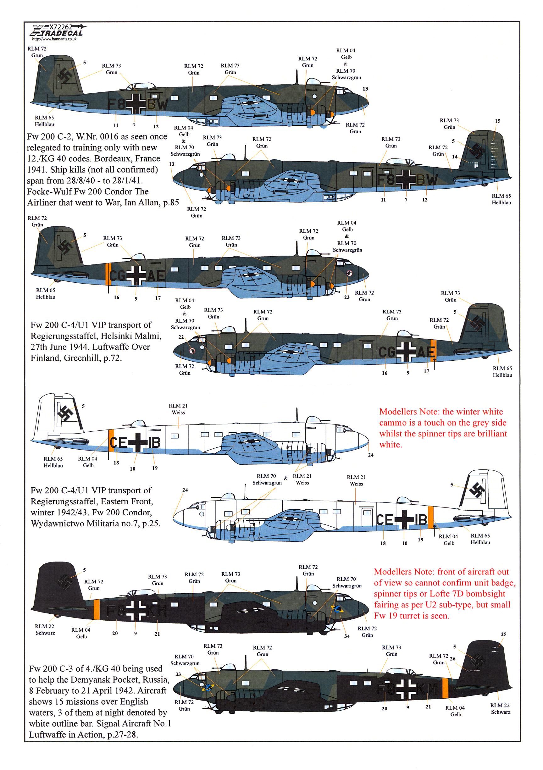 Xtra Decals 1/72 FOCKE WULF Fw-200 CONDOR German WWII Bomber | eBay