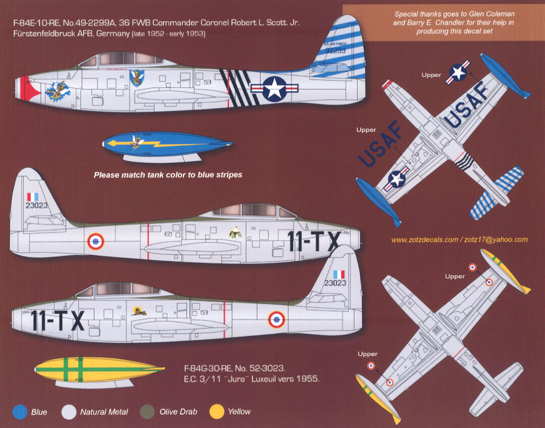 Zotz Decals 1/32 REPUBLIC F 84E F 84G THUNDERJET Part 1  