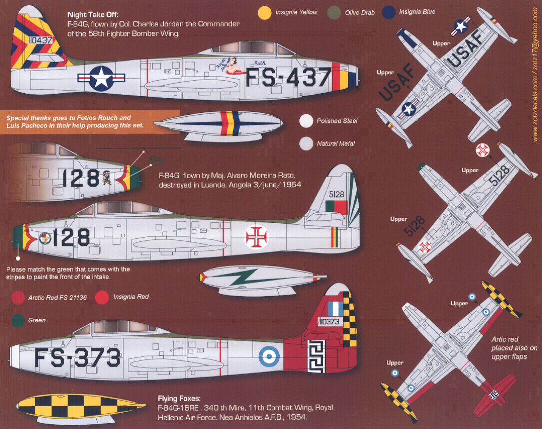 Zotz Decals 1/32 REPUBLIC F 84E F 84G THUNDERJET Part 2  