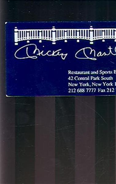 Mickey Mantles Restaurant and Sports Bar Business Card EX SKU 16455