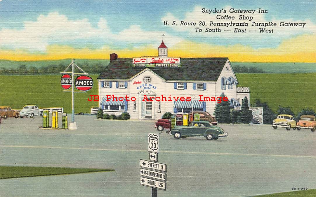 PA, Breezewood, Pennsylvania, Snyder's Gateway Inn, Amoco Gas Station
