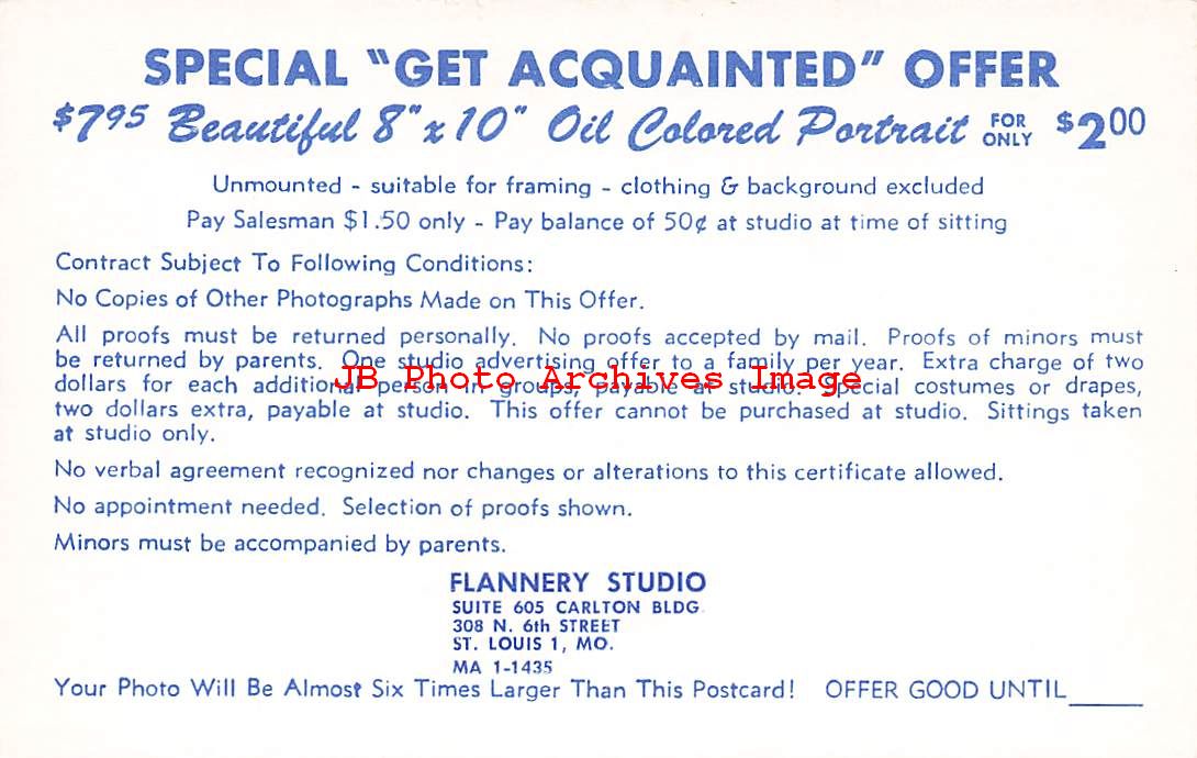 Advertising Card, Flannery Studio Get Acquainted Promo, St Louis Missouri | eBay