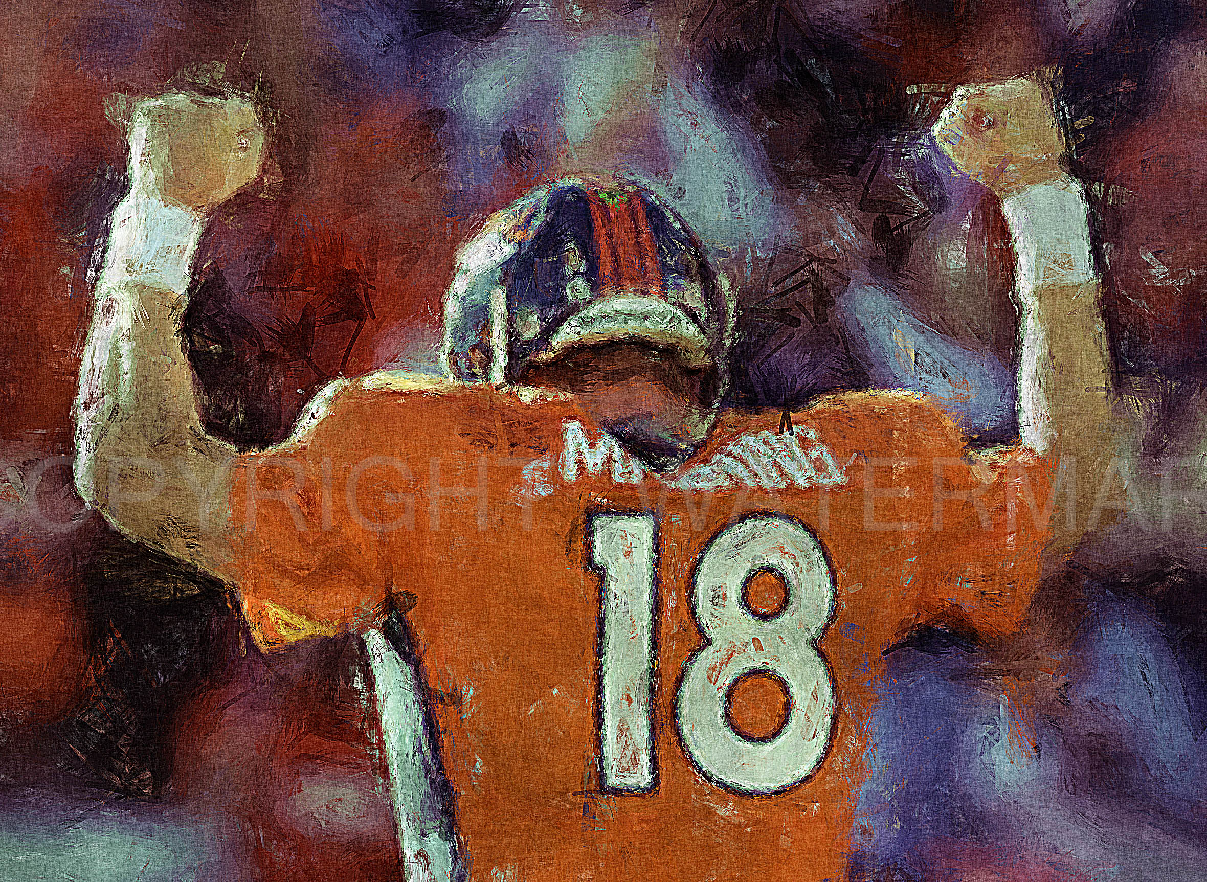 Rare Beautiful Peyton Manning Denver Broncos Art Lithograph, s/num by ...